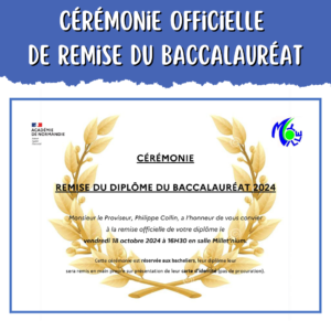 Cérémonie officielle remise baccalauréat