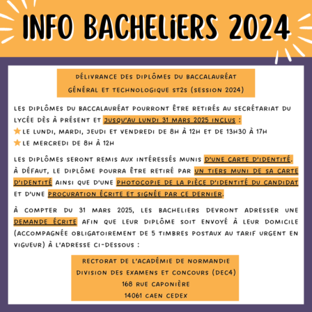 Info bacheliers 2024