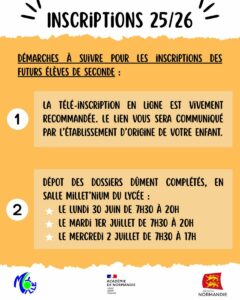 Inscriptions secondes 25/26